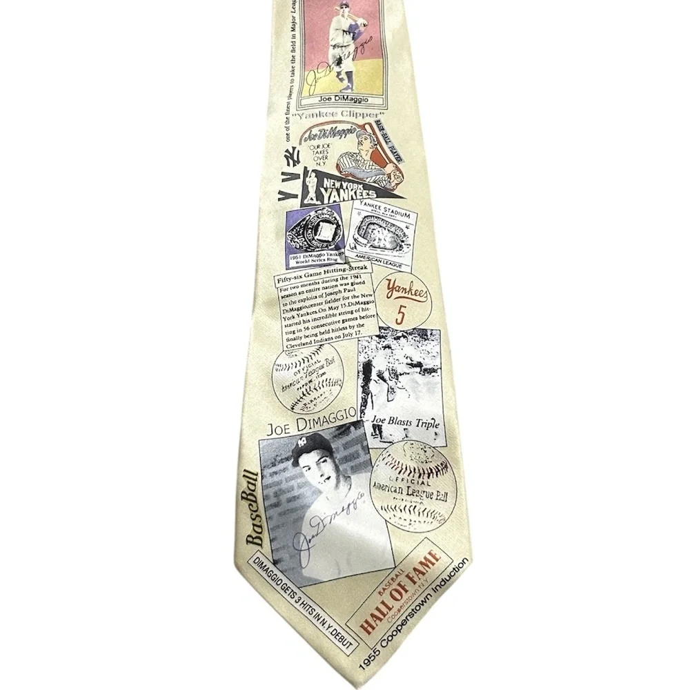 New York Yankees Joe DiMaggio Hand Made Silk Tie